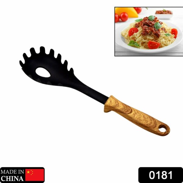 0181 HEAT-RESISTANT PASTA SERVER WITH WOODEN HANDLE