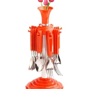 104 New Stylish 24 Pcs Plastic, Stainless Steel Cutlery Set (Pack of 24) DeoDap