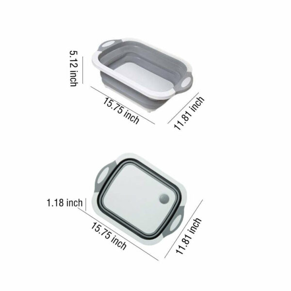 0098B (Brown Box) Foldable Chopping Board, Dish Rack, Washing Bowl & Draining Basket, 3in1 Multi-Function DeoDap