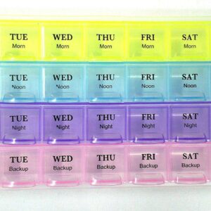 0383 Pill Case- 4 Row 28 Squares Weekly 7 Days Tablet Box Holder Medicine Storage Organizer Container DeoDap