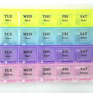 0383 Pill Case- 4 Row 28 Squares Weekly 7 Days Tablet Box Holder Medicine Storage Organizer Container DeoDap