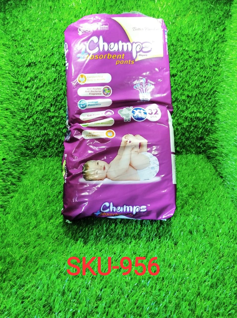 9c37c1dd-e769-463e-9fb4-c4e6bae9e501_4b0aff23-1dfa-448a-9998-2783c45a3150 956 Premium Champs High Absorbent Pant Style Diaper Extra Large(XL) Size, 32 Pieces (956_XLar_32) Champs